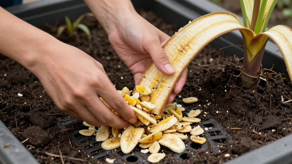 Abono casero con c&aacute;scaras de pl&aacute;tano en maceta &mdash; Latinoam&eacute;rica