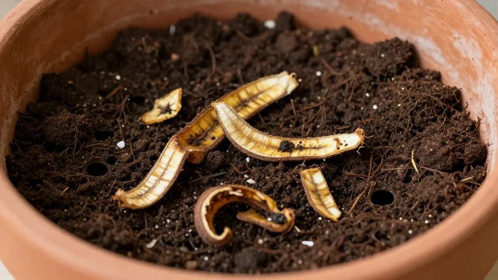 Abono casero con c&aacute;scaras de pl&aacute;tano en maceta &mdash; Latinoam&eacute;rica