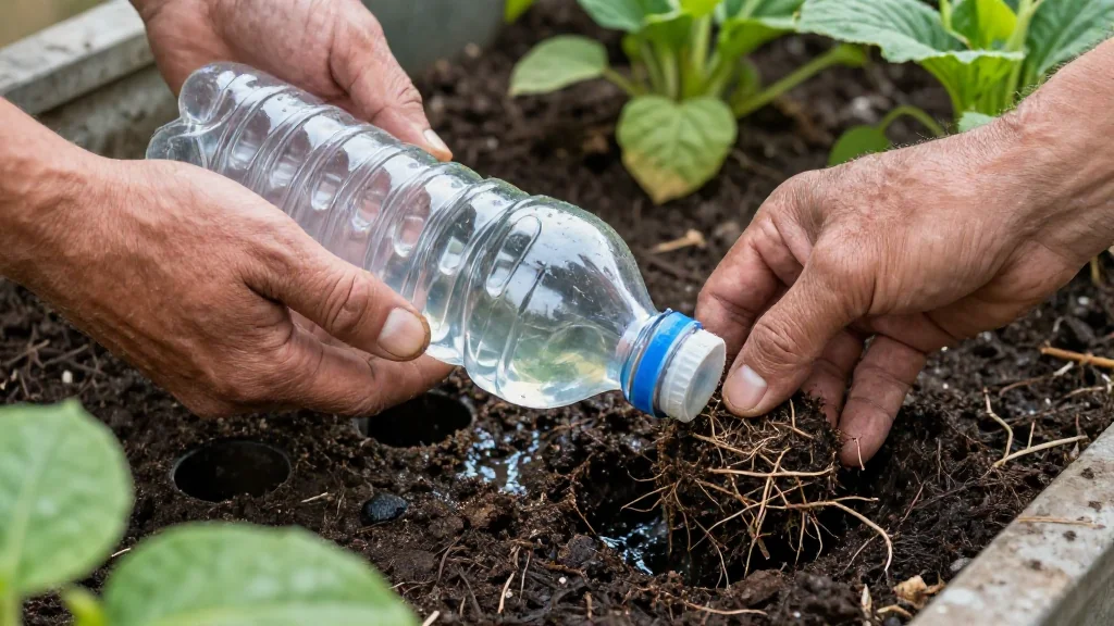 Riego por goteo casero para huerto en maceta &mdash; Latinoam&eacute;rica