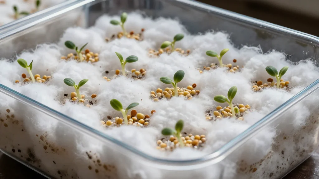 Germinaci&oacute;n de lentejas en algod&oacute;n experimento escolar en maceta &mdash; Latinoam&eacute;rica