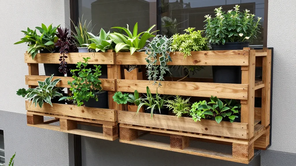 Huerto urbano con palets de madera paso a paso en maceta &mdash; Latinoam&eacute;rica