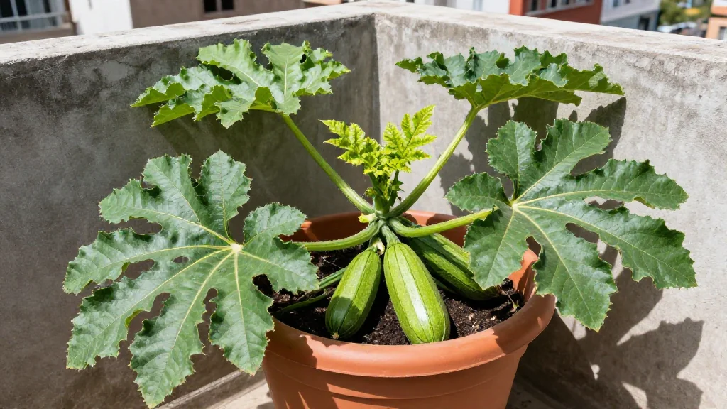 Cultivo de zucchini urbano en maceta en maceta - México