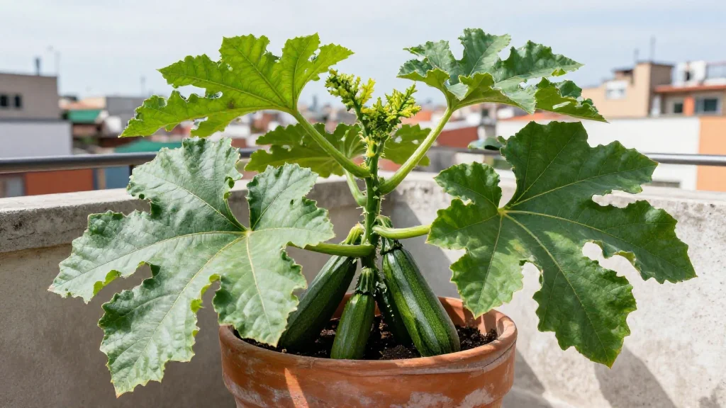 Cultivo de zucchini urbano en maceta en maceta - México